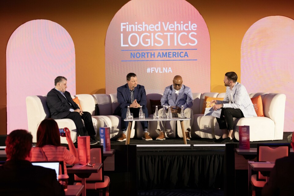 The ‘Vehicle logistics for an electric future’ panel at FVLNA dove into how US OEMs were adapting their networks to accommodate EVs(L to R) Tony Stinsa, International; Thomas Shannon, GM; Charles Franklin, Glovis America; and Christopher Ludwig, Automotive Logistics, all gave expert insight into the topic. Panellists at FVLNA